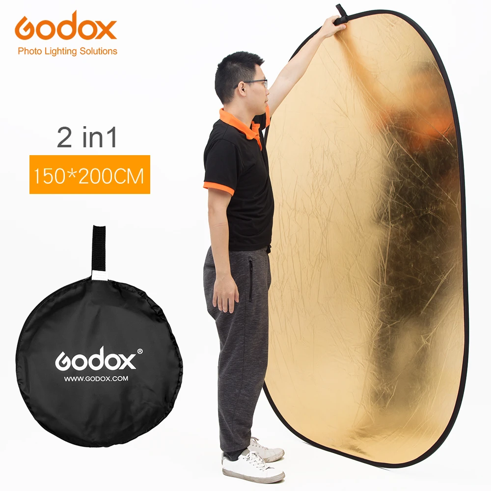 Godox складной отражатель для фотостудии 150*200 см 2 в 1 золото и серебро|photography