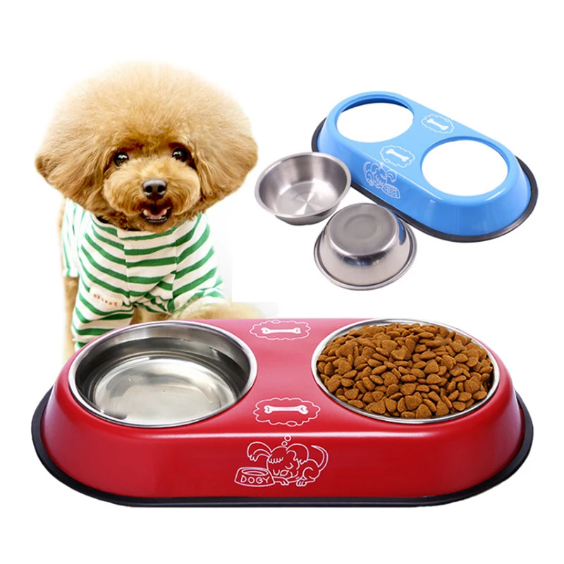 ПЭТ миска для кошек и собак нержавеющая сталь чаша двойной раковиной воды