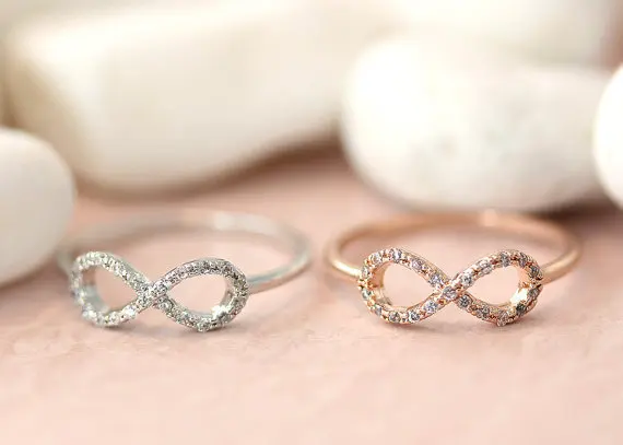 Wholesale Handmade an infinite loop crystal love rose gold silver jewelry Creative gift ideas infinity rings for women | Украшения и