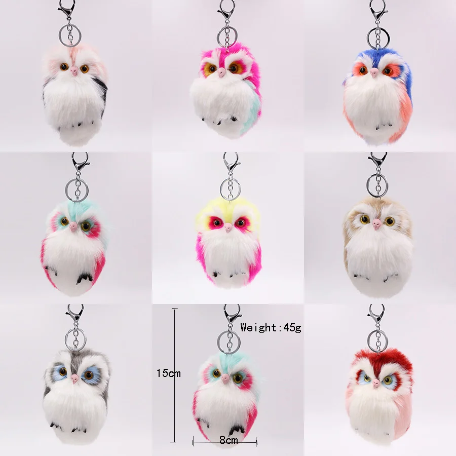 Брелки для ключей RE Cute Pompom Owl брелки с искусственным кроличьим мехом пушистые
