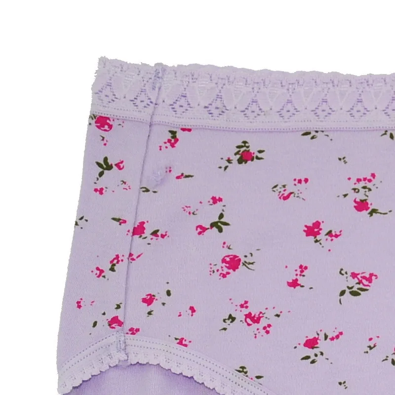 Удобные женские трусики с высокой талией хлопчатобумажные цветочным принтом для