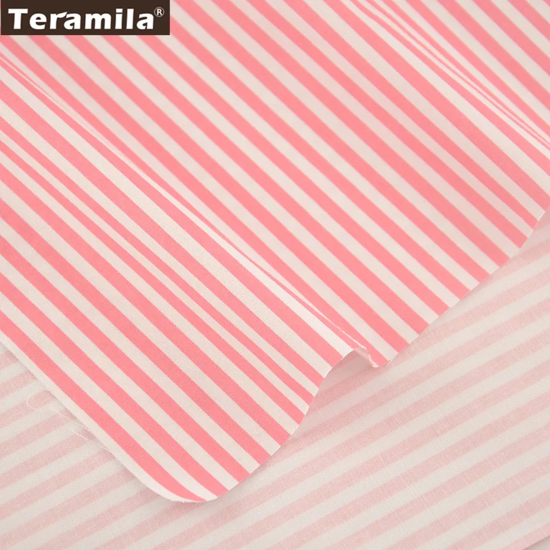 Light Pink Cotton Printed Stripe Design Fabric TERAMILA Twill Fat Quarter Textile Material Sheet Patchwork Quilting | Дом и сад