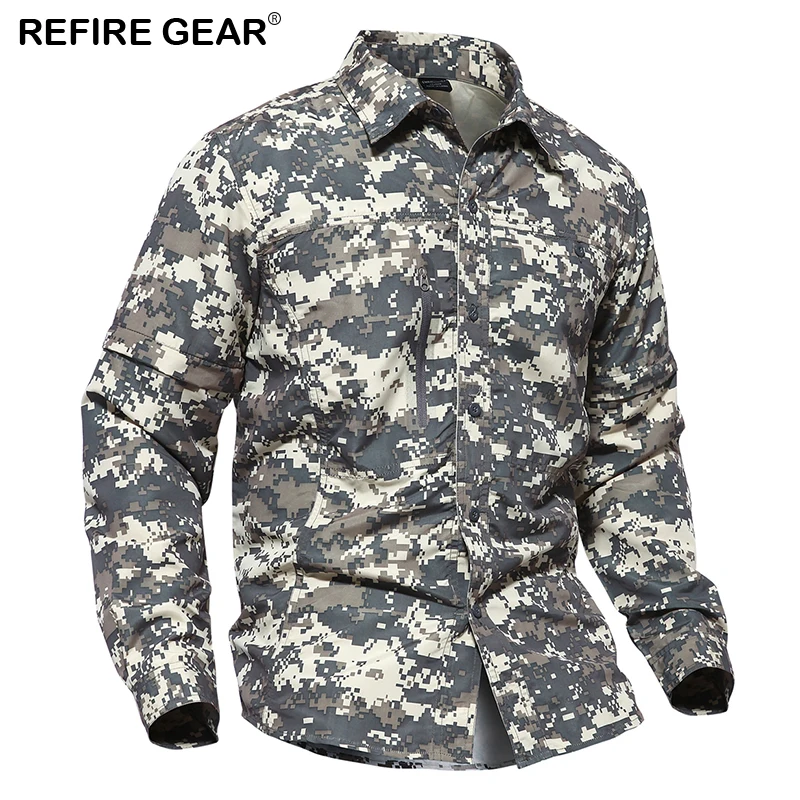 Мужская Уличная камуфляжная рубашка Refire Gear съемная со съемным рукавом дышащая