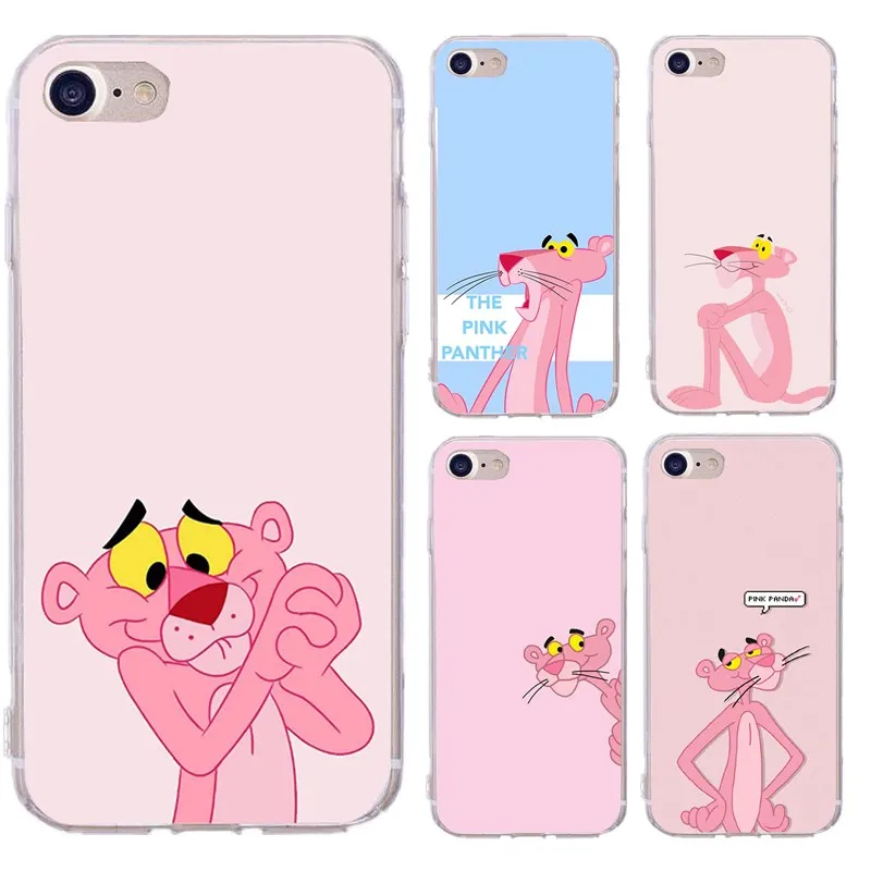 For Coque Iphone 6 6S 7 8 plus X 5 S SE Cartoon Soft Case Cover Lovely Pink Panther Phone for iphone 8plus Funda Capa |