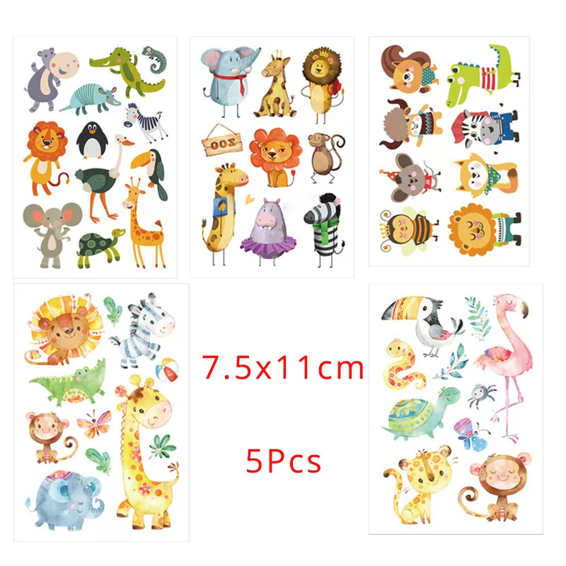 5pcs stickers 1 костюм лев Король одноразовая посуда для праздника наборы животных фольги Воздушные шары лес Джунгли/сафари зоо День рождения украшения Дети - Цвет: 5pcs stickers