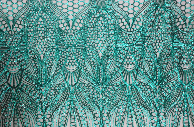 Кружевная ткань с зелеными блестками и бисером вышитый гипюр шнур для свадебного
