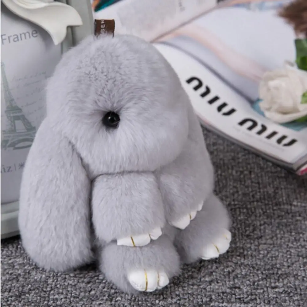 iMucci 14CM Cute Pluff Bunny Keychain Rex faux Genuine Rabbit Fur Key Chain For Women Bag Toy Doll Fluffy Pom Lovely Keyring | Украшения и