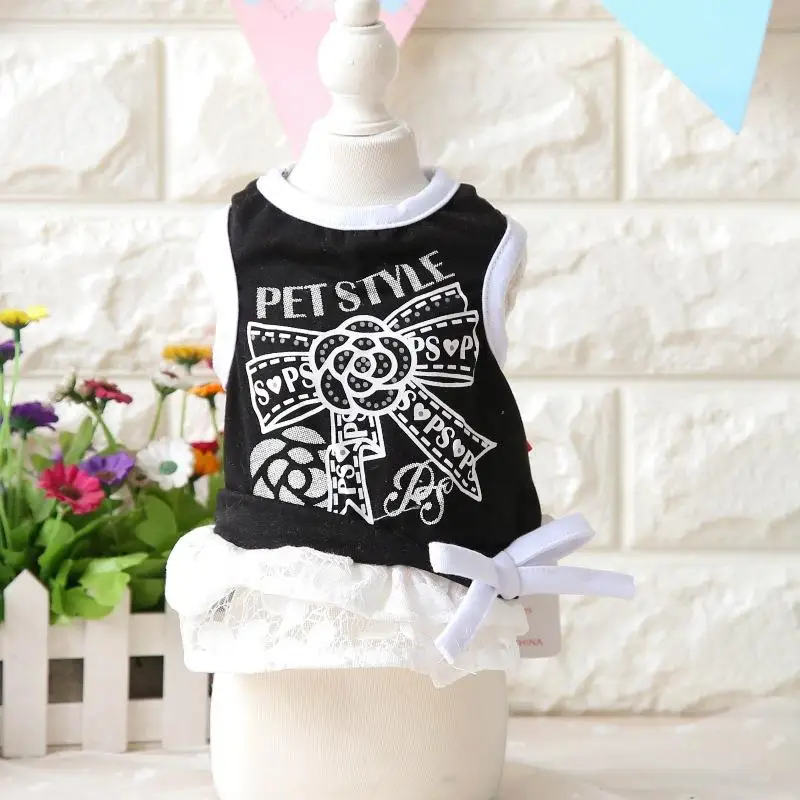 Cotton Princess Bow Print Girl Female Dog Dress Clothing For Dogs Puppy Cat Pet Clothes Apparel Products Chihuahua|cat dresses for cats|pet cat