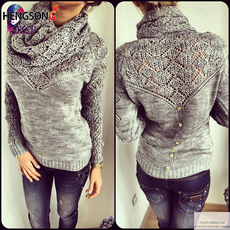 Женский свитер с длинным рукавом серый белый черный|sweater wrap|women sweaterblack jumper |