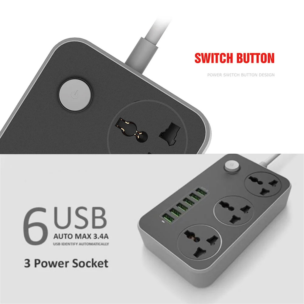 Удлинитель с usb-портами бытовой США, Великобритании, ЕС разъем, полосы питания, розетка 10A Smart, универсальное зарядное устройство для защиты от перенапряжения
