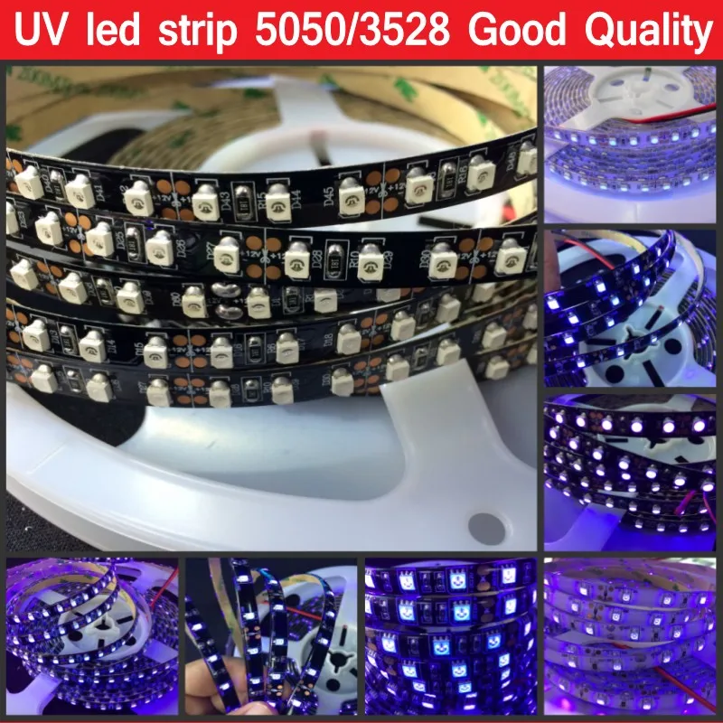 5 м 395нм УФ ультрафиолетовая Светодиодная лента 5050 3528 SMD фиолетовый 60