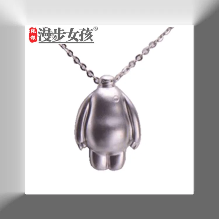 Baymax 925 серебряный кулон ожерелье большой герой 6 посеребренная фильм любителей