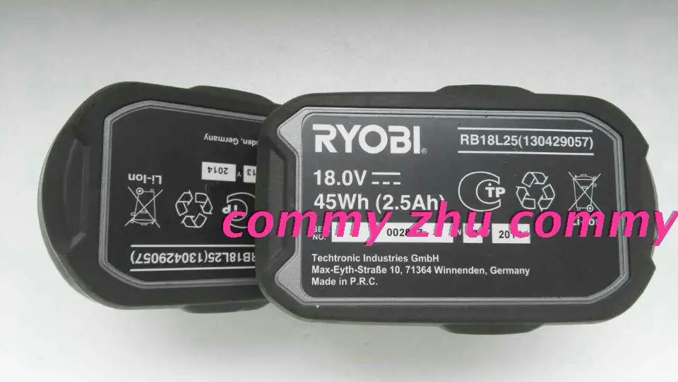 Импортные оригинальные Ryobi 18 V/2.5A литиевая батарея(Подержанные продукты