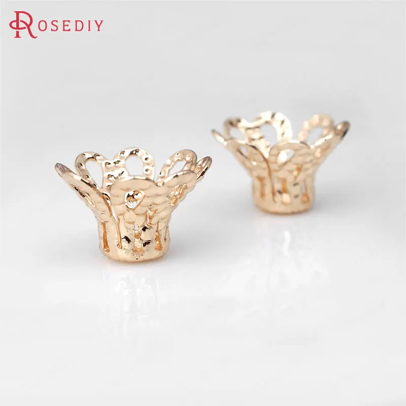 (D541)10 pieces12MM High Quality Champagne Gold Color Brass Flower Beads Caps Diy Jewelry Findings Accessories wholesale |