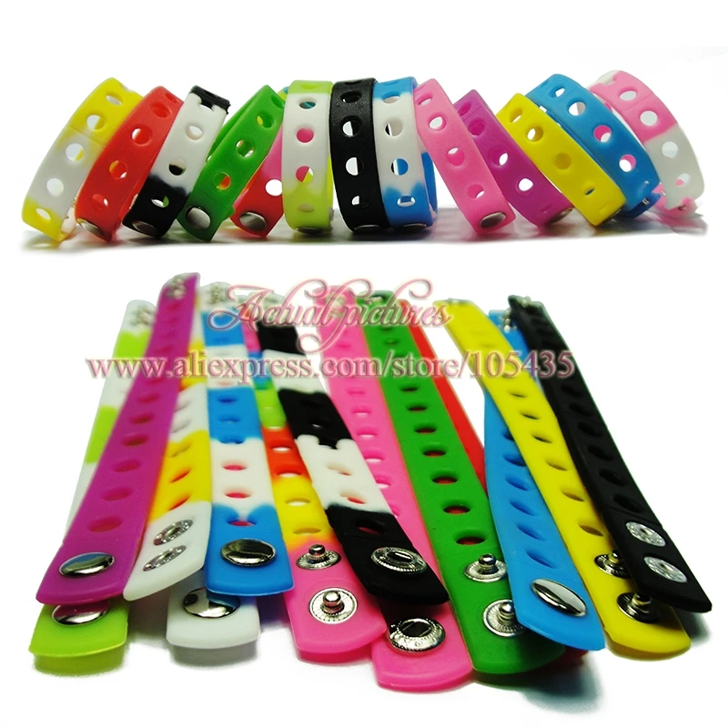 

Wholesale 500pcs 17 Colors Silicone Bracelet Wristband 18cm Fit Shoe Buckle shoe charms shoe accessories kids party gift