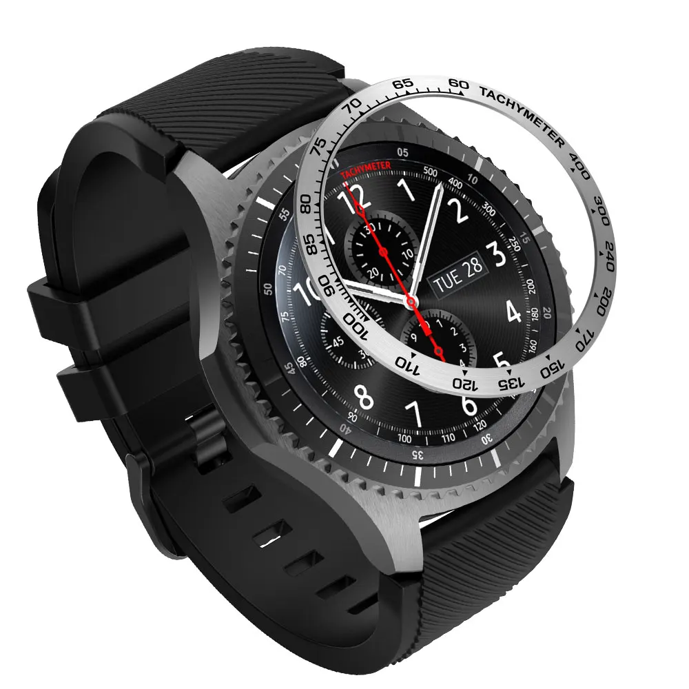 Чехол с кольцом для samsung Galaxy 46 мм/gear S3 Frontier, защитный чехол с кольцом, металлические часы-наклейка, аксессуары
