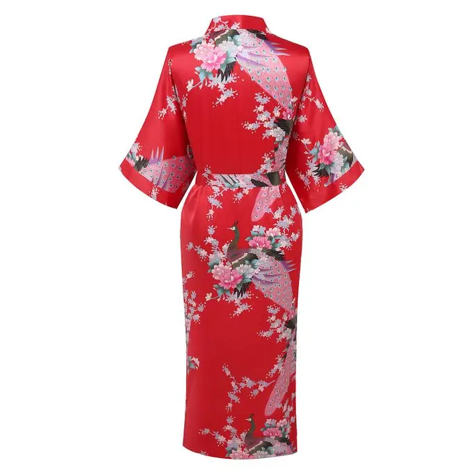 Красное Новое поступление женское шелковое атласное кимоно юката свадебное
