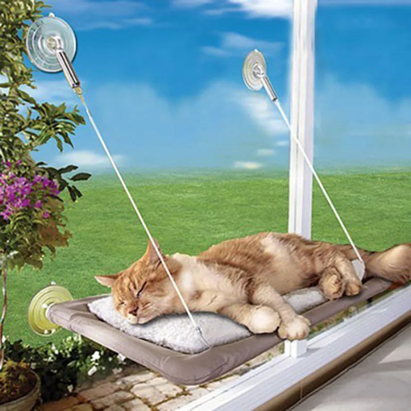 Cat Bed Sunny Seat Window Mounted Space Saving Hammock with 4 Big Suction Cups Holds Up to 50 Pounds Kitty Perch | Дом и сад