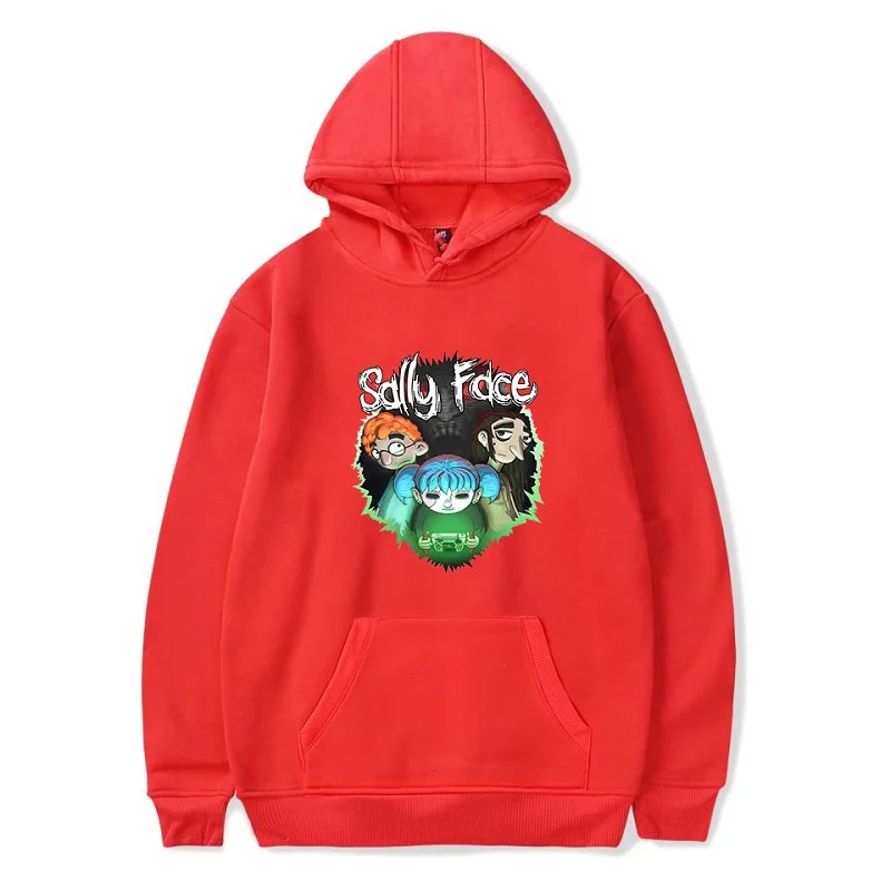 red sally face hoody Новинка; Лидер продаж; толстовка с капюшоном для мальчиков и девочек; пуловеры с капюшоном; Розовая Толстовка с принтом «глаза Салли»; детская одежда - Цвет: red sally face hoody