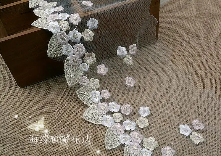 1 ярд вышитая Золотая розовая нить кружевная ткань тесьма ленты сделай сам для