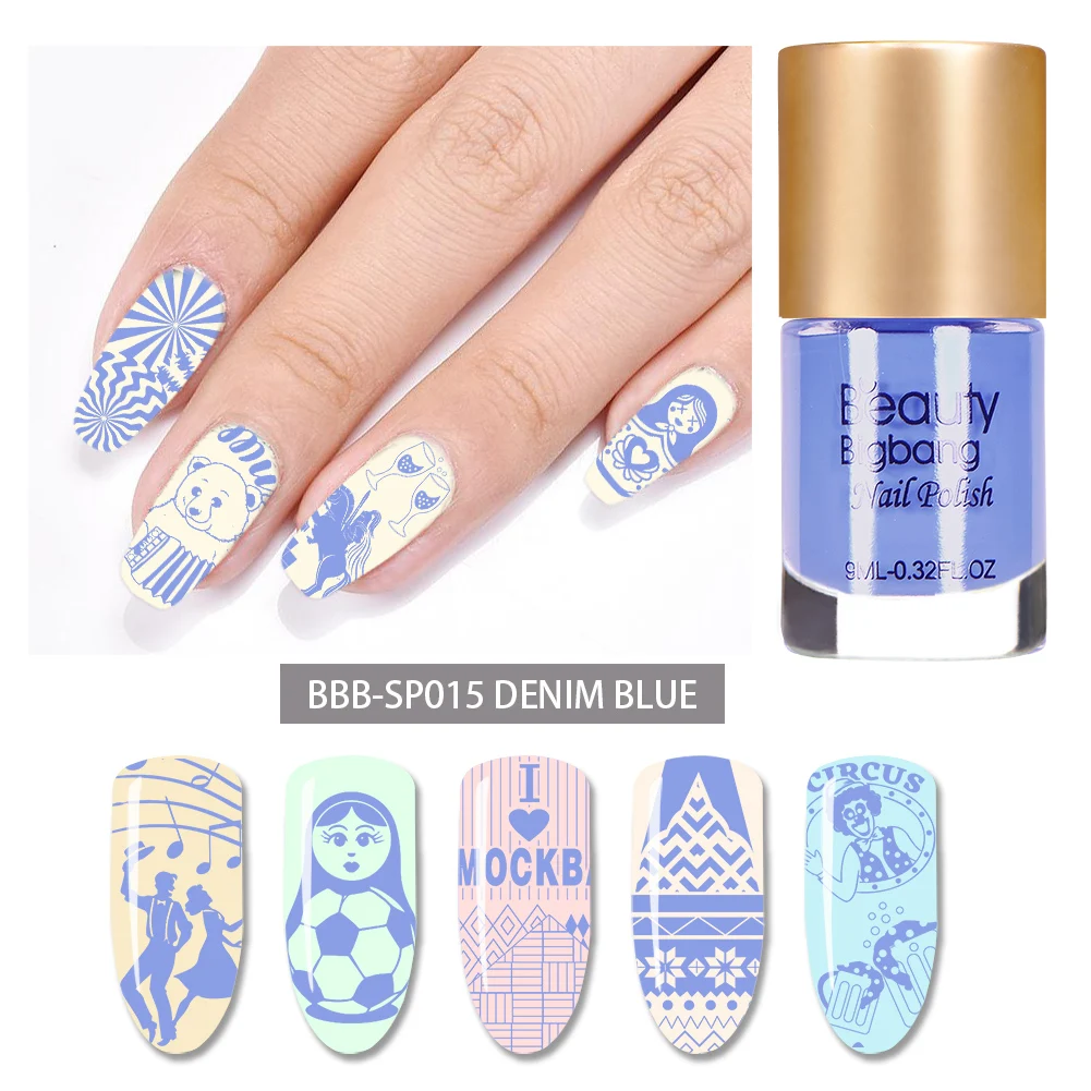 Зеленый BEAUTYBIGBANGNail штамповка гель лак для ногтей красочный дизайн ногтей пластина печать лак 6 цветов 1 бутылка - Цвет: Зеленый