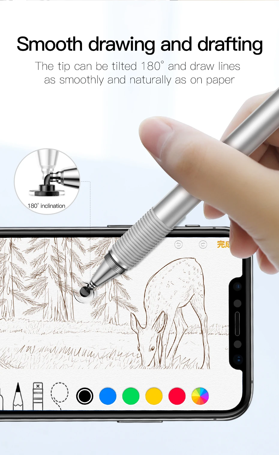 Baseus стилус для рисования, Ручка для Apple iPhone iPad Pro, двойная с помощью емкостного сенсорного пера для смартфона, планшета, samsung, ручной стилус