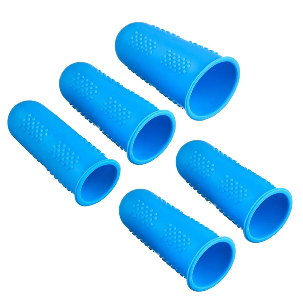 5 Pcs Silicone Fingers Cover Cap Fingertip Protector Anti-skid Heat Resistant For Kitchen Barbecue-Drop - Цвет: 5 Pcs