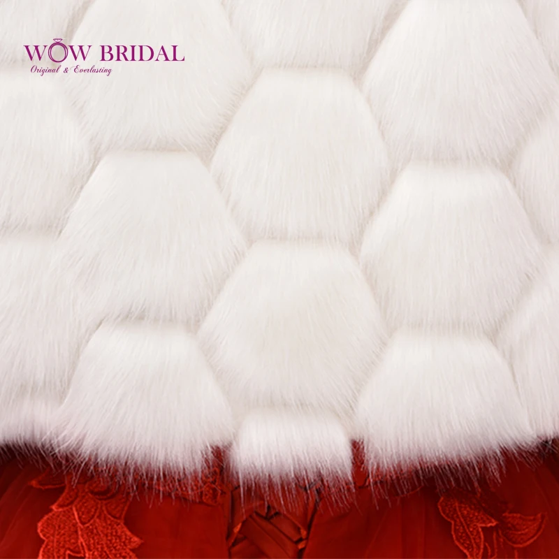 Wowbridal 2021 изящная Свадебная куртка с искусственным мехом принтом шнуровка шаль