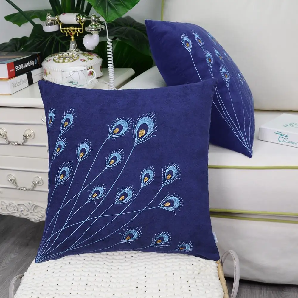 CaliTime упаковка из 2 супермягких наволочек для дивана кровати декора перьев