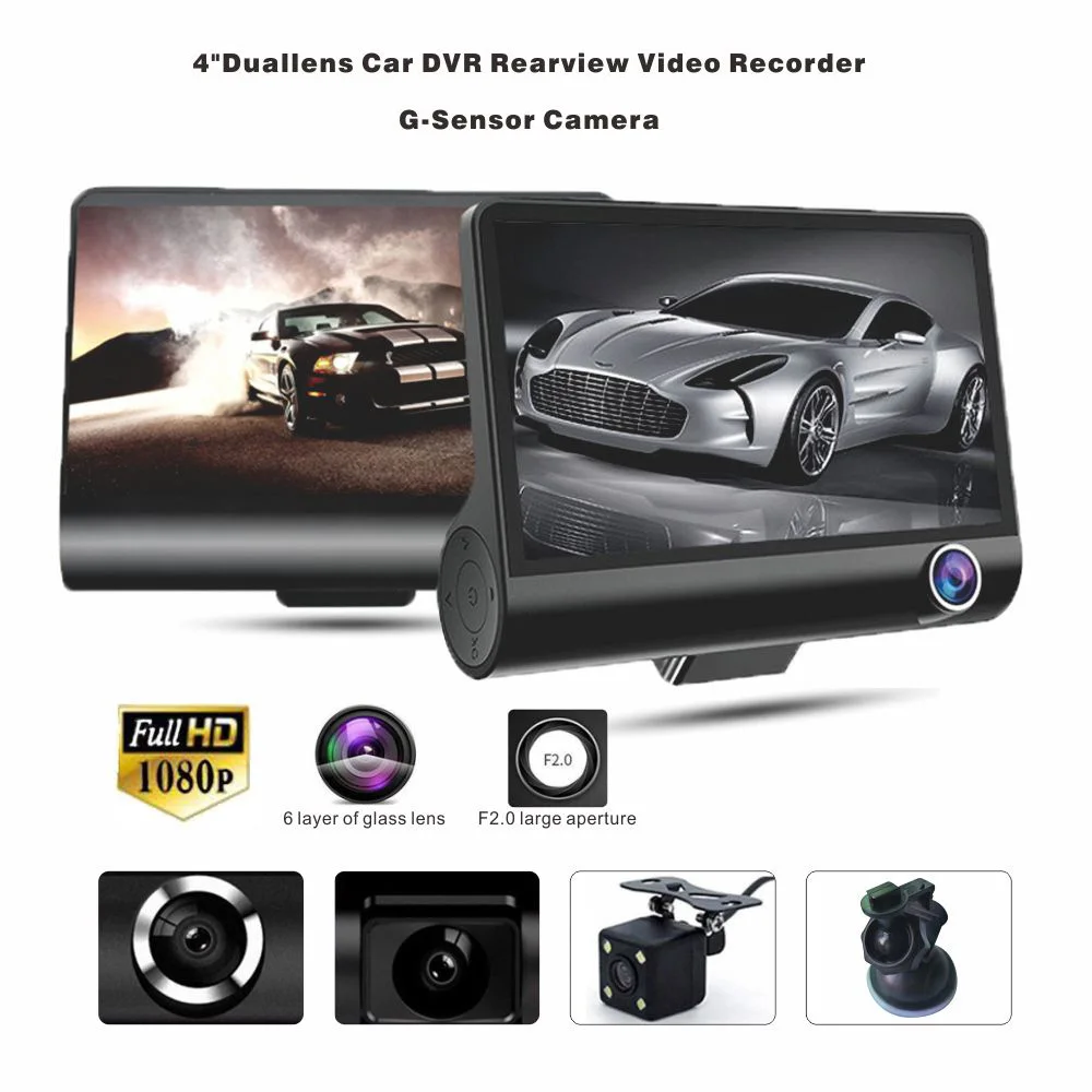 VVVIST Dvr Dash Автомобильная камера видео рекордер s 4 дюймов 3 камеры объектив заднего