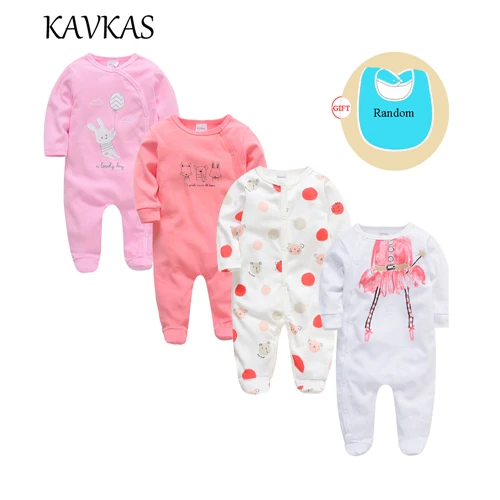 Kavkas/4 шт./партия одежда для малышей хлопковые детские комбинезоны на Рождество с длинными рукавами и круглым вырезом roupa de bebes, Одежда для новорожденных девочек и мальчиков - Цвет: 42373887