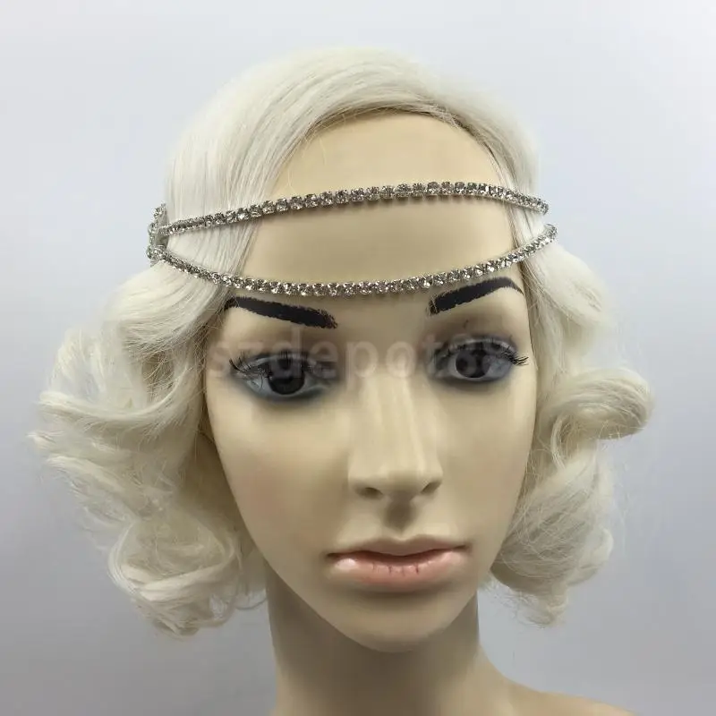 Винтажная повязка на голову в стиле 90-х с застежкой цепочке для волос Great Gatsby