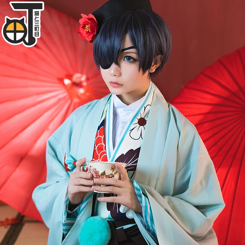 Косплей Черный Батлер из Аниме Kuroshitsuji японское кимоно Чайный дом Небесный Phantomhive