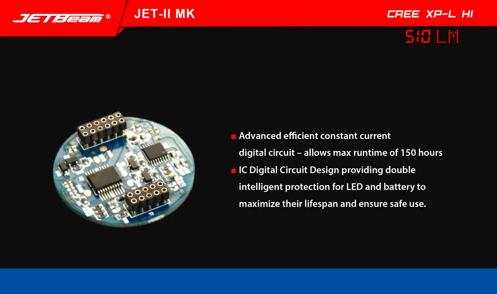 Высококачественный портативный Водонепроницаемый светодиодный фонарик JETbeam JET II MK XPL HI 510 люмен Прямая поставка