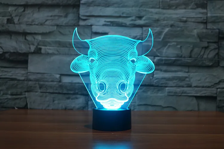 Bull настольная лампа 7 цветов Изменение Настольная 3d Новинка Led оригинальная