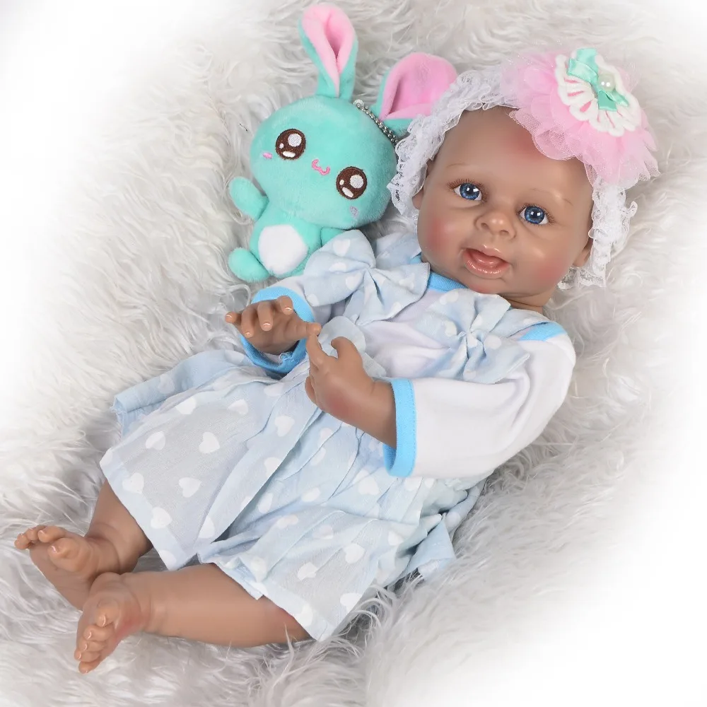 19 Inch Collectible high quality Reborn Baby Doll Full Body Silicone 45 cm Realistic Black Skin Kid Christmas Gifts | Игрушки и хобби