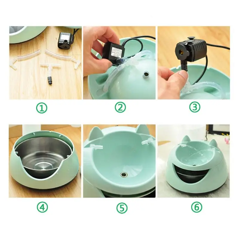 Electric Automatic Pets Mute Water Filter Dispensers Circulation Drinking Fountain Sensor Night Light Inner Stainless Steel Bowl | Дом и сад