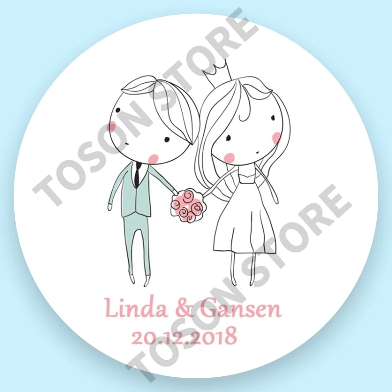 100, Silver laser Customized text logo, Wedding Stickers, Invitations Seals, Candy Favors Gift Boxes Labels, On White Adhesive