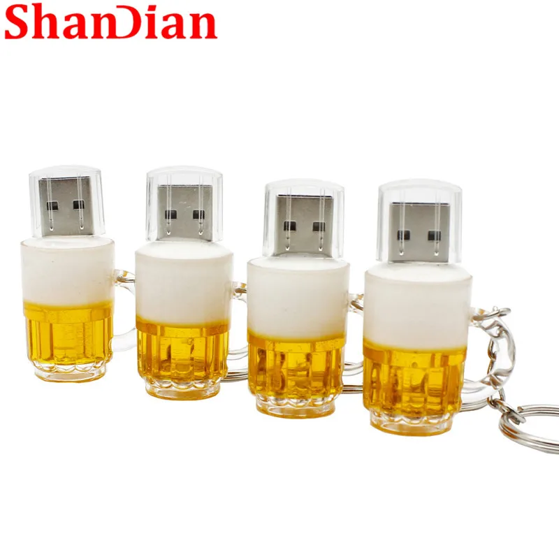 SHANDIAN, модная новинка, u-диск, мини-накопитель, пивная чашка, usb флеш-накопитель, 64 ГБ/32 ГБ/16 ГБ, с рисунком пива, реальная емкость, Crea