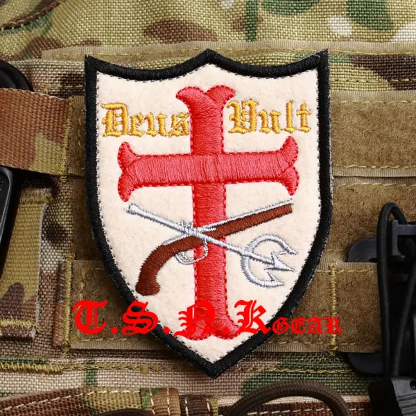 Военная нашивка армейская в стиле милитари Deus Vult /SEALS/DEVGRU Crusader Cross на плечо |