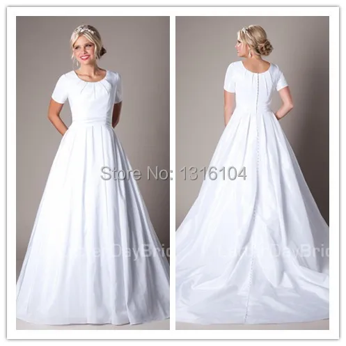 Женское платье с рукавами простой сатин Квадратный крылышками|wedding gowns with