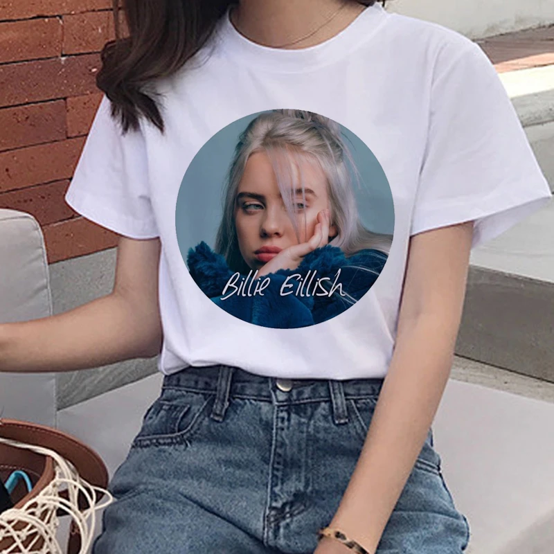 Billie Eilish Harajuku Ullzang Футболка женская футболка с графикой Bad Guy Эстетическая забавная футболка с героями мультфильмов 90s хип-хоп футболки женские