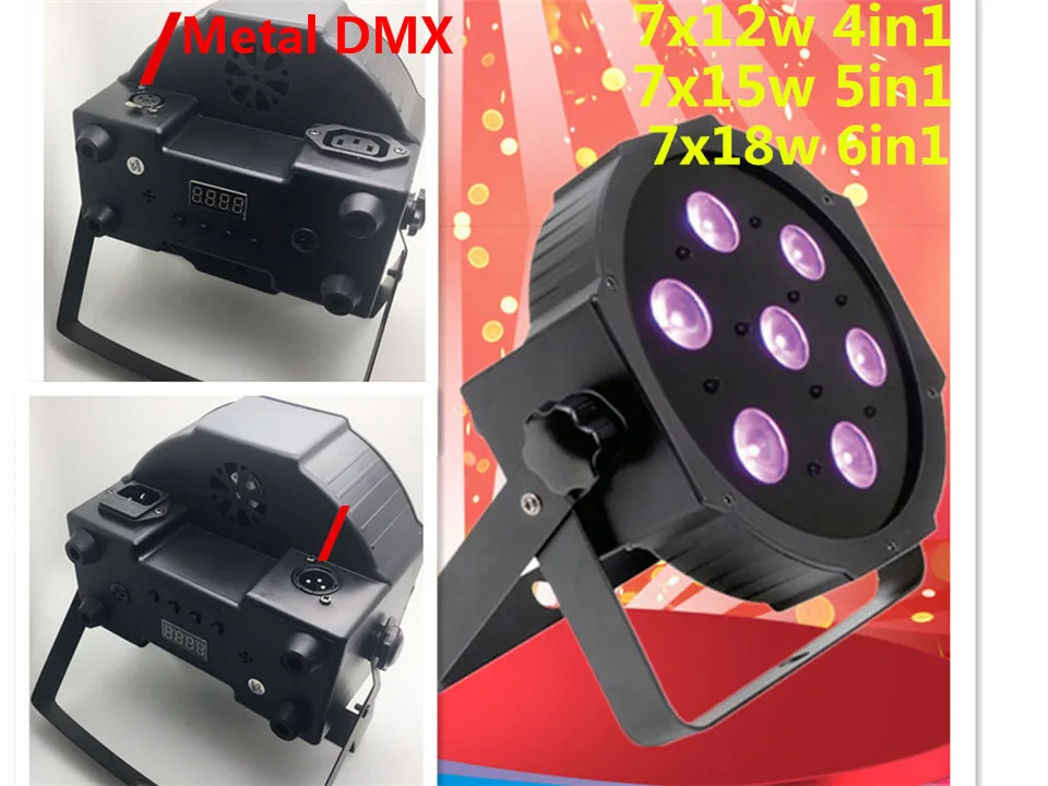 DJ RGBW RGBWA 7x18W LED Flat SlimPar УФ свет 6 в 1 светодиодный светильник для мытья сцены dmx ильник