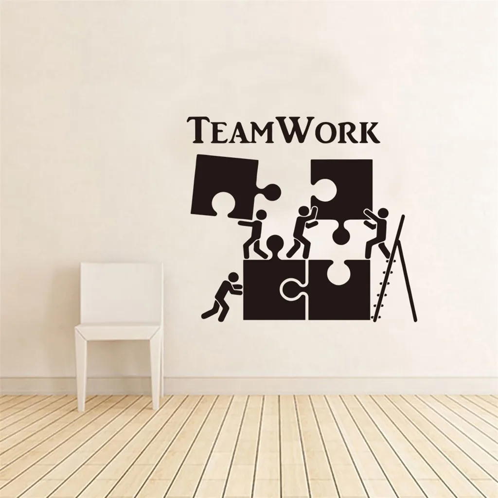 S Teamwork Наклейки на стены с цитатами офис школьная команда работа головоломка лестница рабочий настенные наклейки детские комнаты общежития винил офисный Декор росписи 316 - Цвет: S