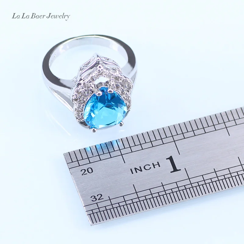 L & B Серебро 925 браслет Небесно Голубой австрийский Кристалл Ювелирные наборы