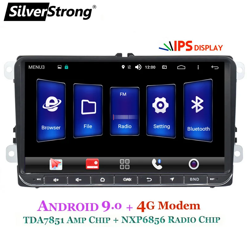 SilverStrong Android9.0 ips 4G модем автомобильный 2Din радио gps для VolksWagen Tiguan Golf MK6 MK5 опционально DSP TPMS DVR