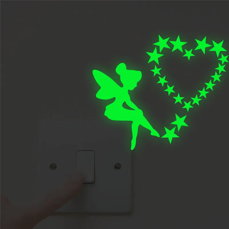 Светящиеся наклейки s Angel Star Switch стикеры смешные украшения для дома сделай сам