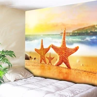 funny big starfish orange tapestry beach wall hanging sea tapestries living room bedroom decorative wall carpets couch blanket
