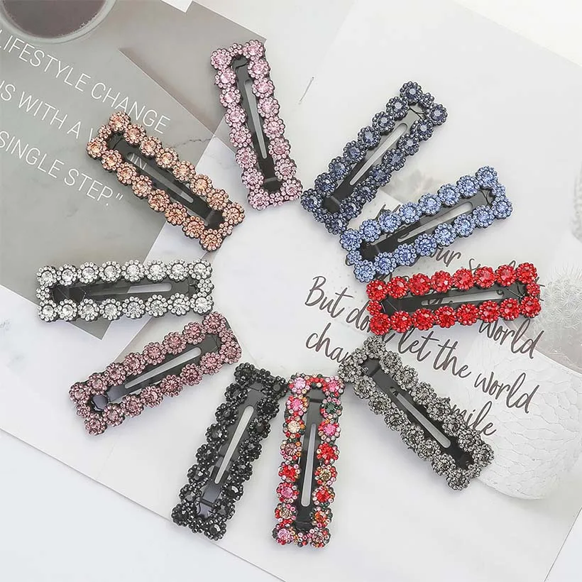 Colors Sent Randomly LEVAO корейский прямоугольник кристалл Rhineston заколки для волос для женщин милые заколки шпильки для волос для девочек аксессуары для волос головной убор - Цвет: Colors Sent Randomly