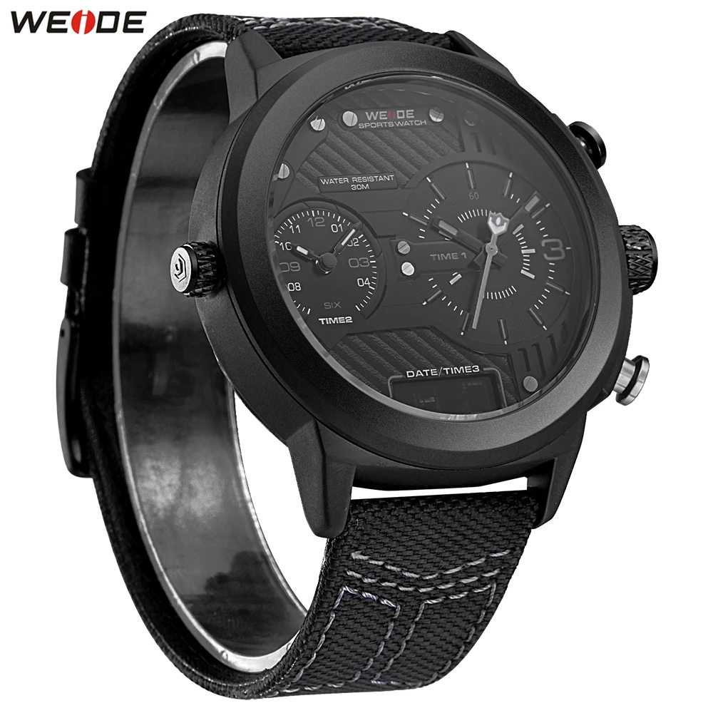 Мужские кварцевые часы Weide с нейлоновым ремешком водонепроницаемые спортивные